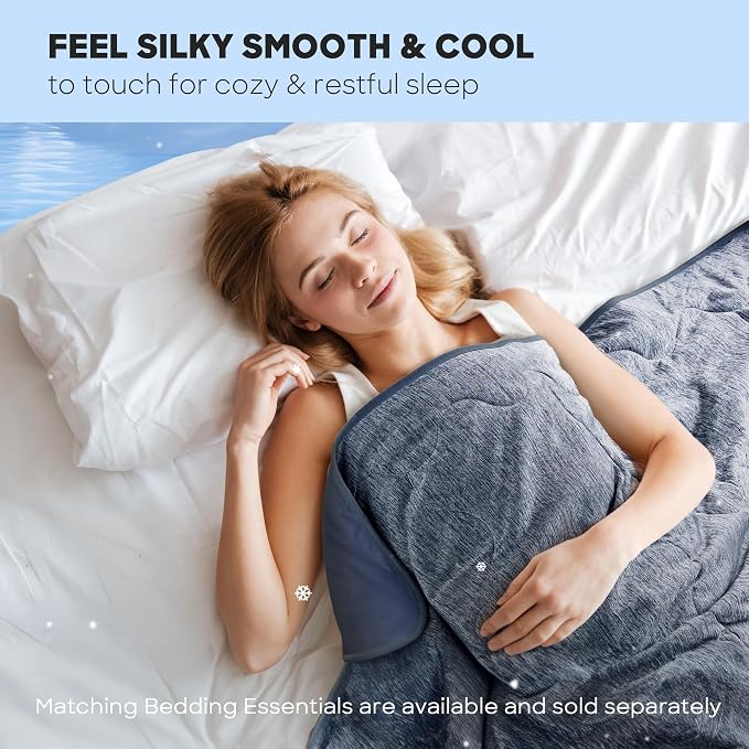 Sharper Image Cooling Touch Down Alternative Throw Blanket, 50 x 60, Navy | Jersey Knit, All Season, Ultra Soft, Microfiber, Cozy Warmth for Sofa or Bed, Quilted, Lightweight, OEKO-TEX Certified