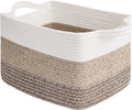 Goodpick Woven Storage Basket for Shelves, 13" x 10" x 9", Gradient Brown | Rectangle Design, Books, Dog Toys & Towels Storage, Shelf & Closet Organization, Reinforced Handles, Stylish Home Decor
