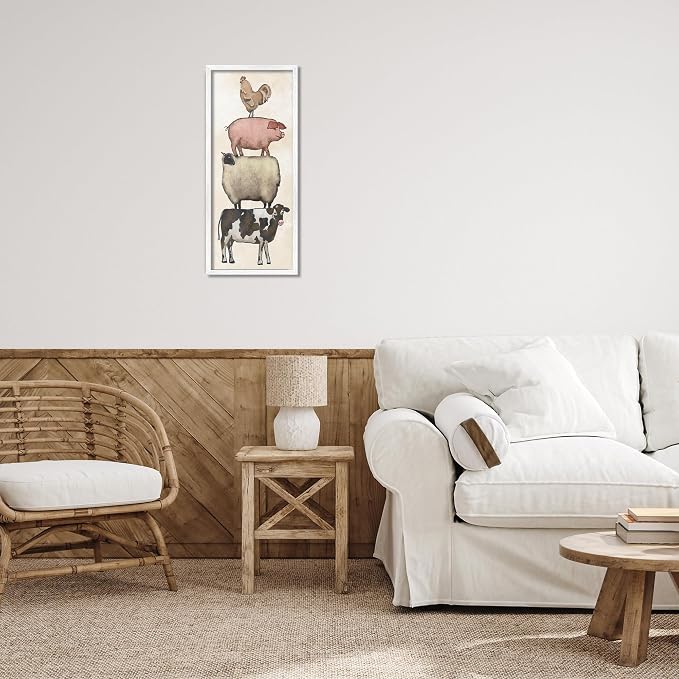 Vintage Farm Animals Country Stack, 10 x 24 Inch Framed Giclée Print | Stupell Industries · By Leah Noel Art · Ready to hang · Fits living room or family room · Made in USA