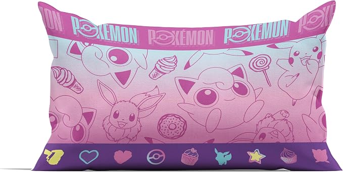 Northwest Pokemon Light and Sweet Full Size Bed in a Bag Set, Pikachu Eevee Jigglypuff, Kids Boys Girls Bedding Comforter Sheets