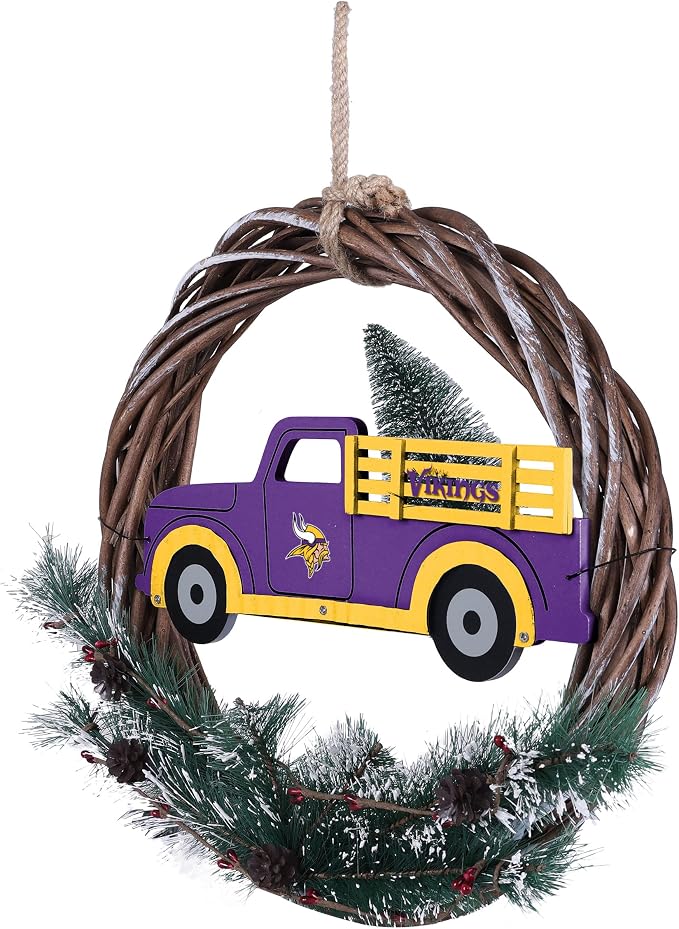 FOCO NFL Unisex-Adult NFL Team Logo Holiday Wreath with Truck