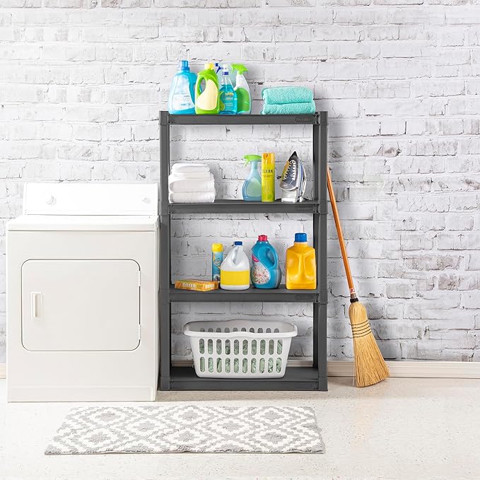 Sterilite Shelf Unit,50 lb Capac.,57 in H 01643V01-1 Each | Freestanding Organizer with 50 lb Capacity Per Shelf for Kitchen, Bathroom, Garage, Basement, Pantry & Laundry Room
