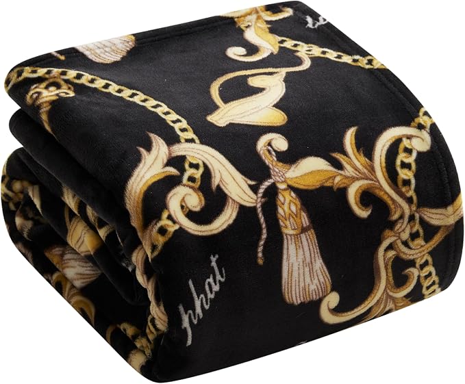 Baby Phat Oversized Plush Throw Blanket 60" x 70", Gold Chains