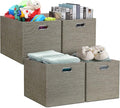 Posprica 13x15x13 Storage Cube Bins, Foldable Collapsible Storage Bins Boxes, Fabric Decorative Storage Baskets Organizer for IKEA Kallax, Shelves, Closet, Clothes,, Set of 4-Coffee