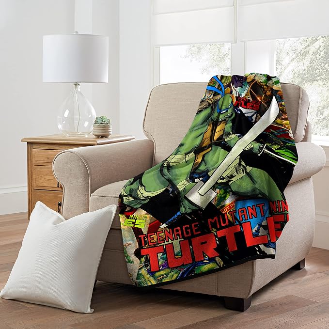 Northwest Teenage Mutant Ninja Turtles Micro Raschel Throw Blanket, 46" x 60", Leader Leo