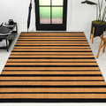 JONATHAN Y Ticking Stripe Coir Indoor Outdoor Doormat 5X8 Natural/Black, Hadley Modern Classic for Living Room, Bedroom, Kitchen, Easy-Cleaning, High Traffic, Pet-Friendly, Non-Shedding NRF108A-5