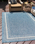 Unique Loom Outdoor Border Collection Area Rug - Soft Border (3' 3" x 5' 3" Rectangle, Blue/ Ivory)
