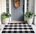 Black and White Layered Doormat 27.5''X 43.3''Checkered Outdoor Rug Cotton Woven Washable Door Mats Outdoor for Welcome Hello Door Mat Porch Entryway Bedroom Living Room