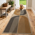 Washable Rainbow Easy Jute Runner Rug 2x6, Neutral Modern Boho Geometric Outdoor Indoor Patio Area Rug, Woven Non Slip Thin Long Runner Carpet Mat for Hallway Kitchen Entryway Porch Farmhouse