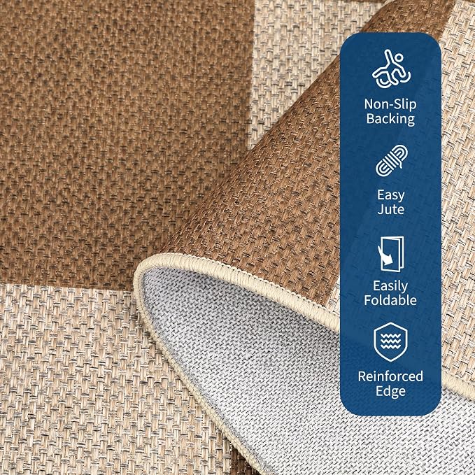 COZYLOOM 2x8 Rug Runners for Hallway Non Slip Washable Kitchen Rugs Modern Geometric Print Floor Covering Non Shedding Stain Resistant Checkered Indoor Mats for Laundry Room,Bedroom, Coffee