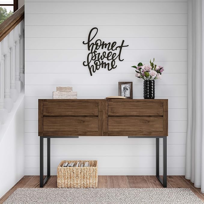 Lavish Home Home Decor Wall Sign - Home Sweet Home Decorative 3D Word Art Wall Decor - Modern Rustic or Vintage Farmhouse Style (Dark Brown)