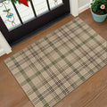 Easy Jute Entryway Rug 2x3, Washable Non Slip Front Door Mat, Indoor Outdoor Farmhouse Plaid Area Rug for Kitchen, Mudroom, Garage Entry, Low Profile Sage Green Beige Tartan