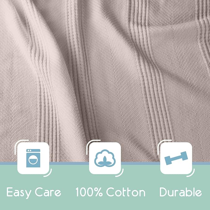 Vellux 100% Cotton Blanket, King, 108x90, Mink | Soft, Breathable Knit, Lightweight, All Season, Machine Washable, Oeko-Tex Certified, Hotel Quality