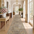Washable 3x20 Extra Long Runner Rug for Hallway, Brown Non Slip Front Door Throw Rugs Indoor, Large Kitchen Indoor Floor Rugs, Soft Stain Resistant Low Pile Vintage Floral Carpet