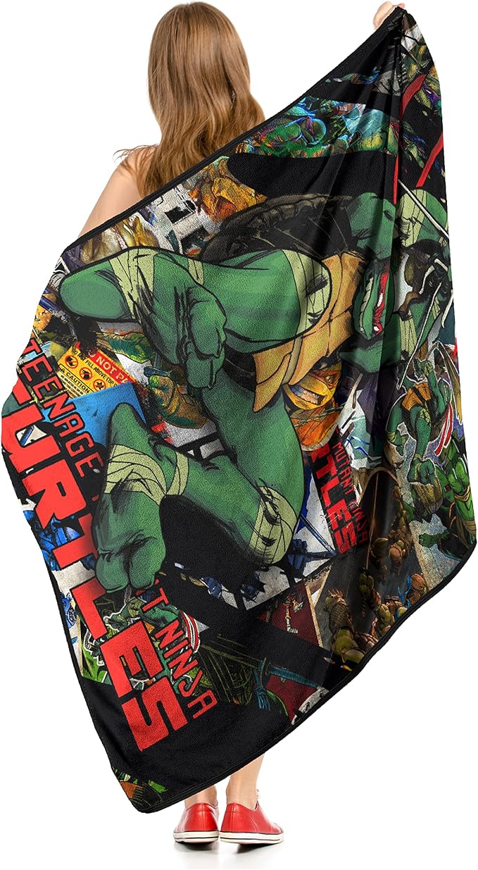 Northwest Teenage Mutant Ninja Turtles Micro Raschel Throw Blanket, 46" x 60", Raph Attack