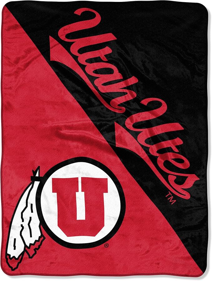 Northwest NCAA Utah Utes Unisex-Adult Micro Raschel Throw Blanket, 46" x 60", Halftone Legacy