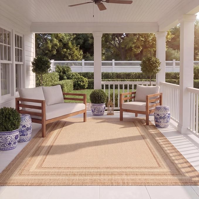 SAFAVIEH Courtyard Area Rug 8x10, Large Beige & Dark Beige CY8475-39312
