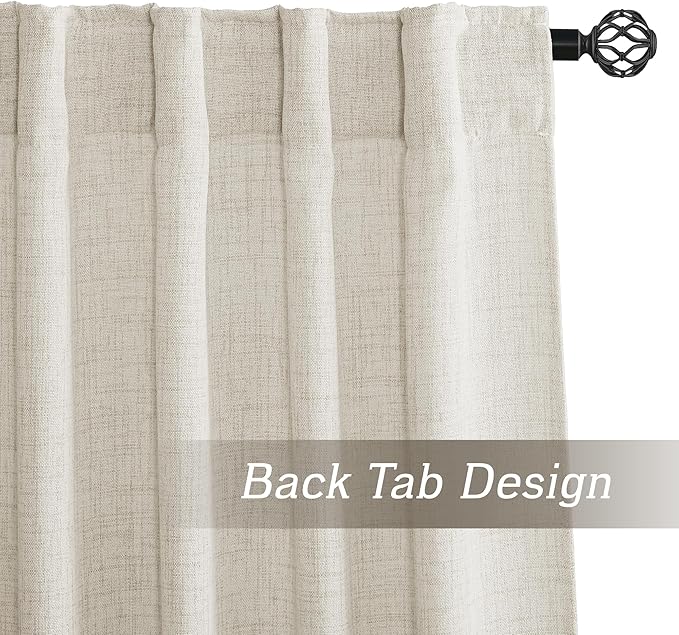 RYB HOME Living Room and Dining Room Curtains and Drapes Linen Sheer, Light - Image 3