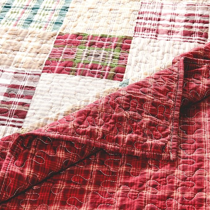 Greenland Home Oxford 100% Cotton Throw Blanket, Red