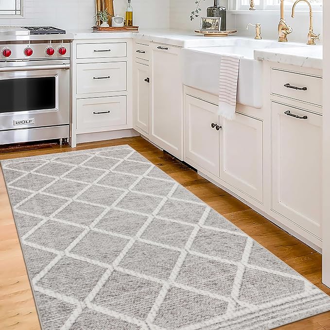 ReaLife Rugs Machine Washable Area Rug Runner - Living Room Bedroom Bathroom Kitchen Entryway Office - Padded Low Pile Stain Resistant Premium - Boho Modern Farmhouse - Tessa - Beige Ivory 2'6" x 10'