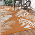 GENIMO Outdoor Rug, Waterproof Plastic Rugs for Patio, 6'x9' Orange White | Outside Larger Leaf Carpet Mat for Porch Decor, Deck, Balcony, Camping, RV, Backyard, Picnic, Beach, Reversible, Foldable