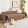 MYSKY HOME Couch Covers for 3 Cushion Couch Sofa, Sectional Couch Cover L Shape Chenille Couch Cushion Covers for Pets, Furniture Protector Cover for Dogs, Kids, 91"X150", Camel
