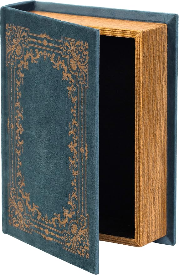 Vintiquewise Decorative Vintage Book Shaped Trinket Storage Box - Blue