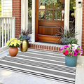 OLANLY Black White Modern Striped Rug 2' x 4'3" (24" x 51") – Washable Cotton Indoor Outdoor Doormat for Front Door, Entryway, Kitchen, Porch, Patio Decor