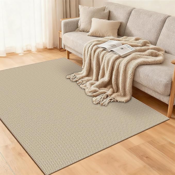 Faux Jute Rugs for Entryway, 3' x 5' Indoor Outdoor Rug, Farmhouse Washable Ultra-Thin Non-Slip Area Rug for Foyer, Backdoor, Living Room, Kitchen, Bedroom, Balcony