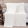 Carstens, Inc. Luxury Soft Stretchy Reversible Plush Throw Blanket, Large 50" x 60", Coastal Dune White