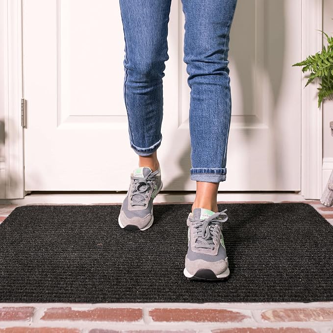 Mohawk Home Utility Floor Mat Solid Charcoal Grey (1'6" x 2'6") Perfect for Garage, Entryway, Porch, and Laundry Room