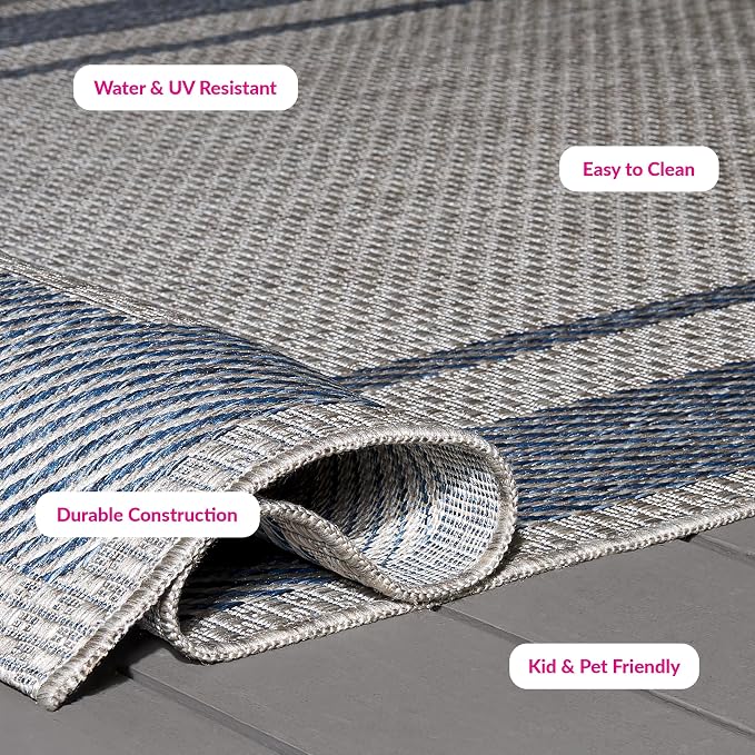 SAFAVIEH Courtyard Accent Rug 2'7"x5', Grey & Navy CY8477-40012