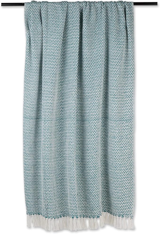 DII Woven Throw Collection 100% Cotton, Basketweave, 50x60, Teal