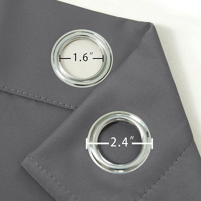 LEMOMO Frost Grey Blackout Curtains, 42 x 54 Inch Length, Set of 2 Panels, Grommet Bedroom & Living Room Curtains
