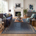 GarveeHome 9x12 Large Area Rug for Living Room Easy Jute Modern Rugs | Non Slip Low Pile Neutral Bordered Solid Tan Dining Room Rugs Washable Carpet for Bedroom Home Office Decor, Blue