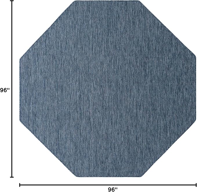Unique Loom Collection Casual Transitional Solid Heathered Indoor/Outdoor Flatweave Area Rug (8' Octagon, Blue/Navy Blue)
