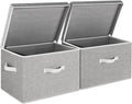 StorageWorks Fabric Storage Bins with Lid, Decorative Storage Boxes for Shelves, Stackable Closet Organizer Basket with Handles, Jumbo, Gray, 2-Pack | Flip-Top Lid, 3 Handles, Collapsible, Stackable, for Clothes Blankets, Multi-Purpose, Jumbo, Gray, 2-...