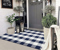 Blue and White Outdoor Rug 3'X 5' Buffalo Plaid Porch Rug Cotton Woven Washable Indoor Outdoor Area Rug for Welcome Door Mat Front Porch Entryway Bedroom Living Room