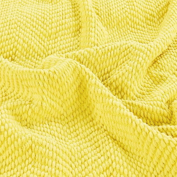 Home Soft Things Yellow Throw Blanket Knitted Tweed Throw 50'' x 60'', Sunshine Yellow, Super Soft Cozy Warm Comfortable Breathable Throw for Living Room Chair Couch Bed Sofa Bedroom Home Décor