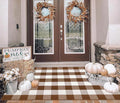 Fall Outdoor Rug 3'x5',Halloween Front Porch Rug Cotton Woven Washable Farmhouse Checkered Area Rug,Layering Rug for Hello/Welcome Door Mat Front Porch Decor