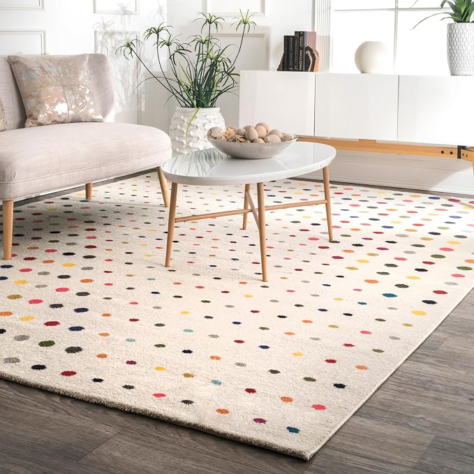 nuLOOM Dorie Polka Dot Area Rug, 7x9, Multi | Nuloom Dorie Polka Dot 7' x 9' Area Rug for Living Room Bedroom Dining Room, Multicolor