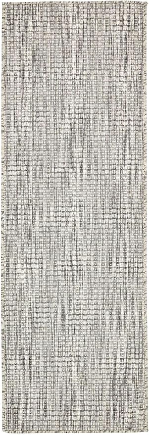 Unique Loom Collection Casual Transitional Solid Heathered Indoor/Outdoor Flatweave Area Rug (2' x 6' 1" Runner, Light Gray/Ivory)