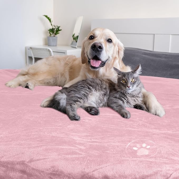 PETMAKER Dog Blanket, Pink, 60” x 80” | Reversible Sherpa Blanket - Throws for Bed, Couch, Crate, or Car - Machine Washable Puppy Essentials