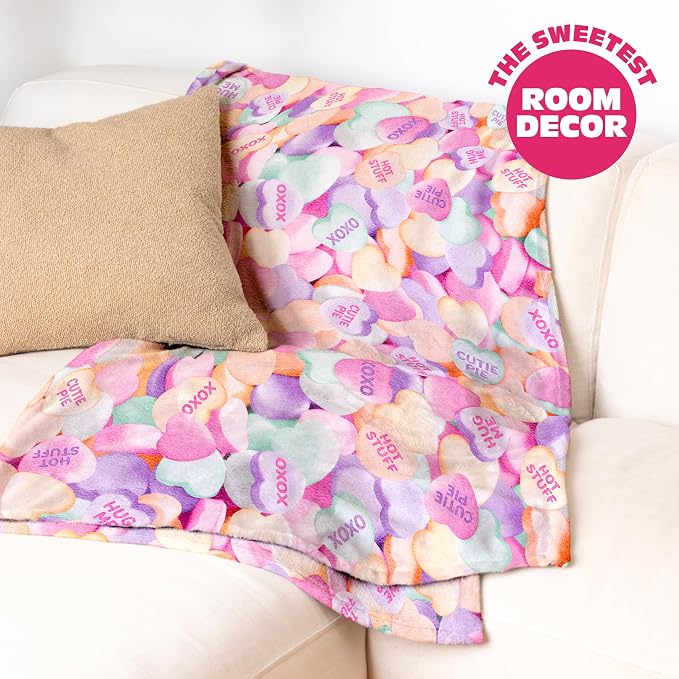 Cozy Concepts Co. Hearts Comfort Blanket by Relatable – Valentine’s Day Gift for Kids & Friends, Super Soft Plush Throw for Teens, Cozy Dorm & Bedroom Decor