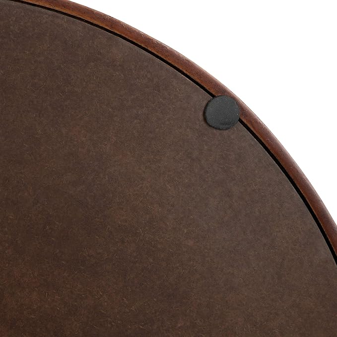 Kate and Laurel Lipton Mid-Century Modern Round Wooden Tray, 15.5" Diameter, Dark Walnut Brown with Gold Handles, Decorative Accent Tray for Storage and Display