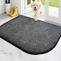PURRUGS Dirt Trapping Door Mat Half Round 32" x 47", Non-Slip Machine Washable Entry Rug, Entrance Mat, Indoor Front Door Mat, Super Absorbent Entryway Rug for Muddy Shoes & Paws, Heathered Charcoal