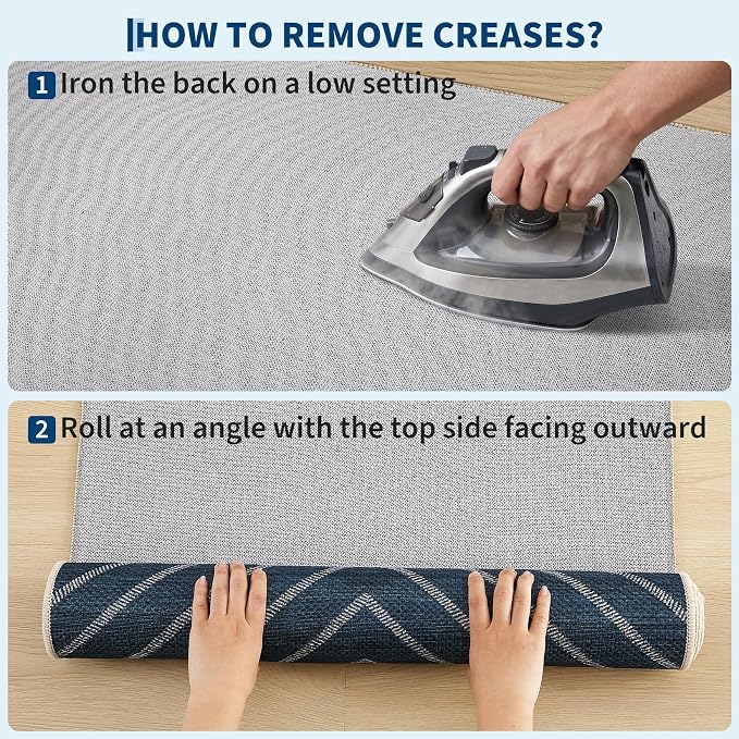 Garvee 9x12 Large Area Rug for Living Room Striped Navy Indoor Outdoor Rugs Non Slip Low Pile Patio Easy Jute Outdoor Rugs Washable Carpet for Porch Kitchen Bedroom Living Room Backyard, Blue9'x12'