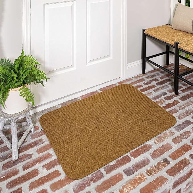 Mohawk Home Utility Floor Mat Solid Tan Beige (1'6" x 2'6" (2 Pack)) Perfect for Garage, Entryway, Porch, and Laundry Room