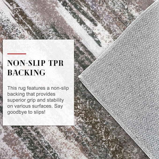 Lansny Modern Abstract Runner Rug 2x6, Dark Light Brown White Washable Kitchen Runner Non-Slip Soft Hallway Rug Runner Thin Print Faux Wool Carpet for Entryway Bedroom Laundry Room Indoor Home Decor