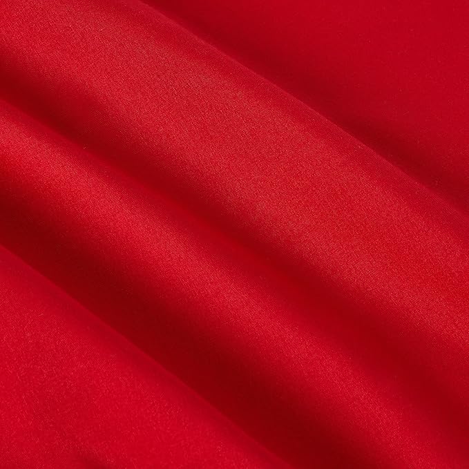 Amazon Basics 3-Piece Soft Microfiber Kids' Comforter and Pillow Sham Set, Full/Queen, Red, Solid